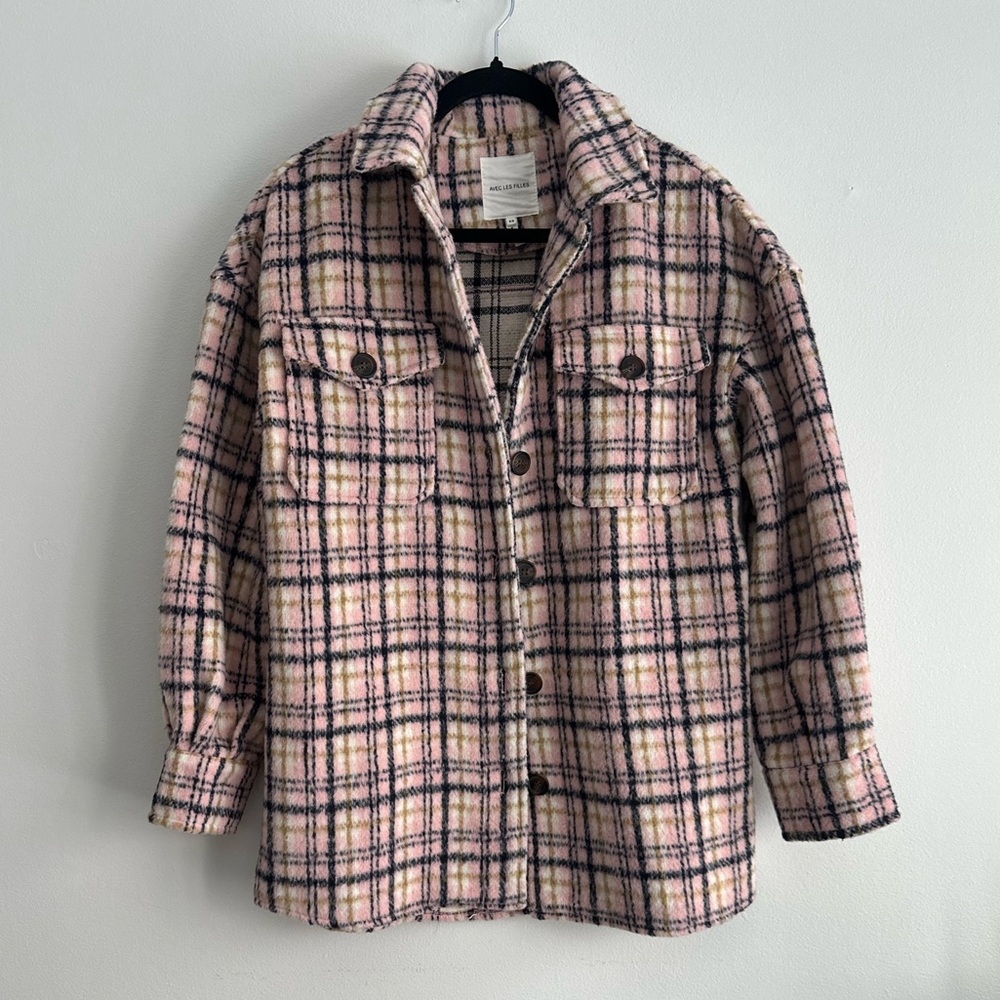 Avec Les Filles‎ Flannel Pink Plaid Coat Shaket XS
